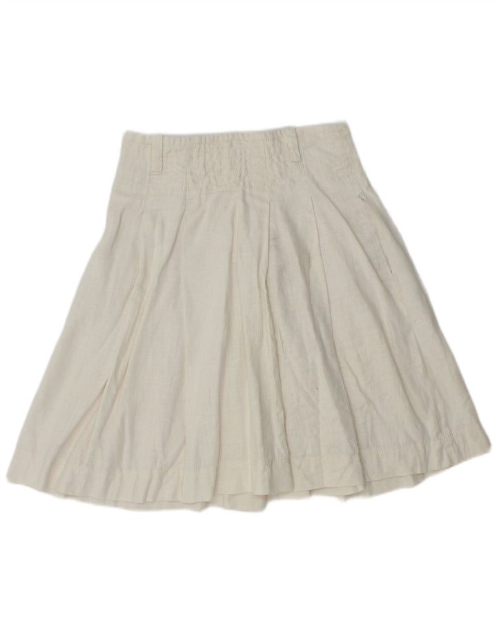 Zara Femme Jupe Plissée Small W26 Lin Blanc