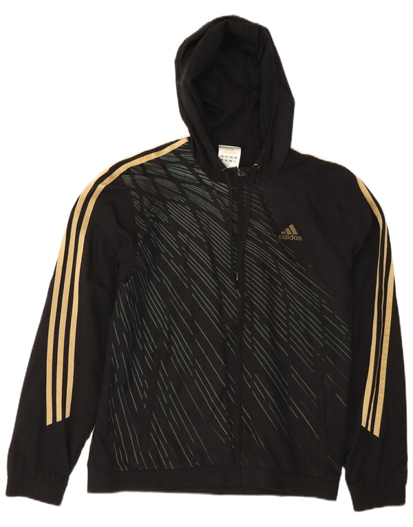 ADIDAS Pull à capuche zippé pour homme XS en polyester rayé noir