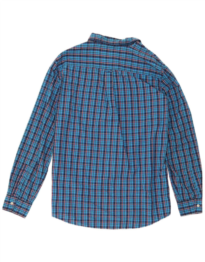 Chaps Chemise Homme Facile d'entretien Grand Carreau Bleu Coton