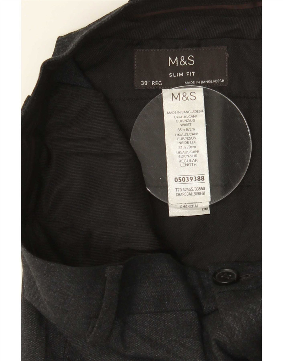 Marks & Spencer Pantalon de costume coupe slim pour homme W38 L31 Gris Polyester