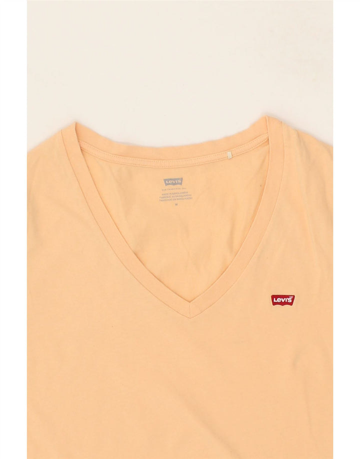 LEVI'S Womens T-Shirt Top UK 12 Medium Orange Cotton Vintage Levi's and Second-Hand Levi's from Messina Hembry 