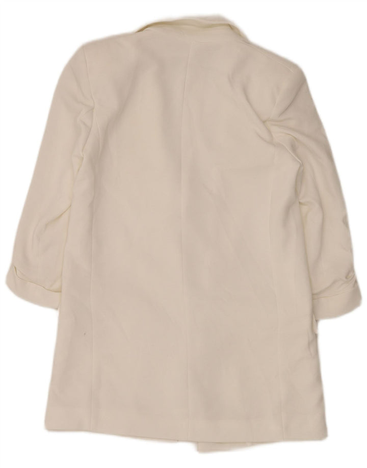 Zara Veste blazer surdimensionnée ouverte pour femme UK 6 XS Blanc Polyester