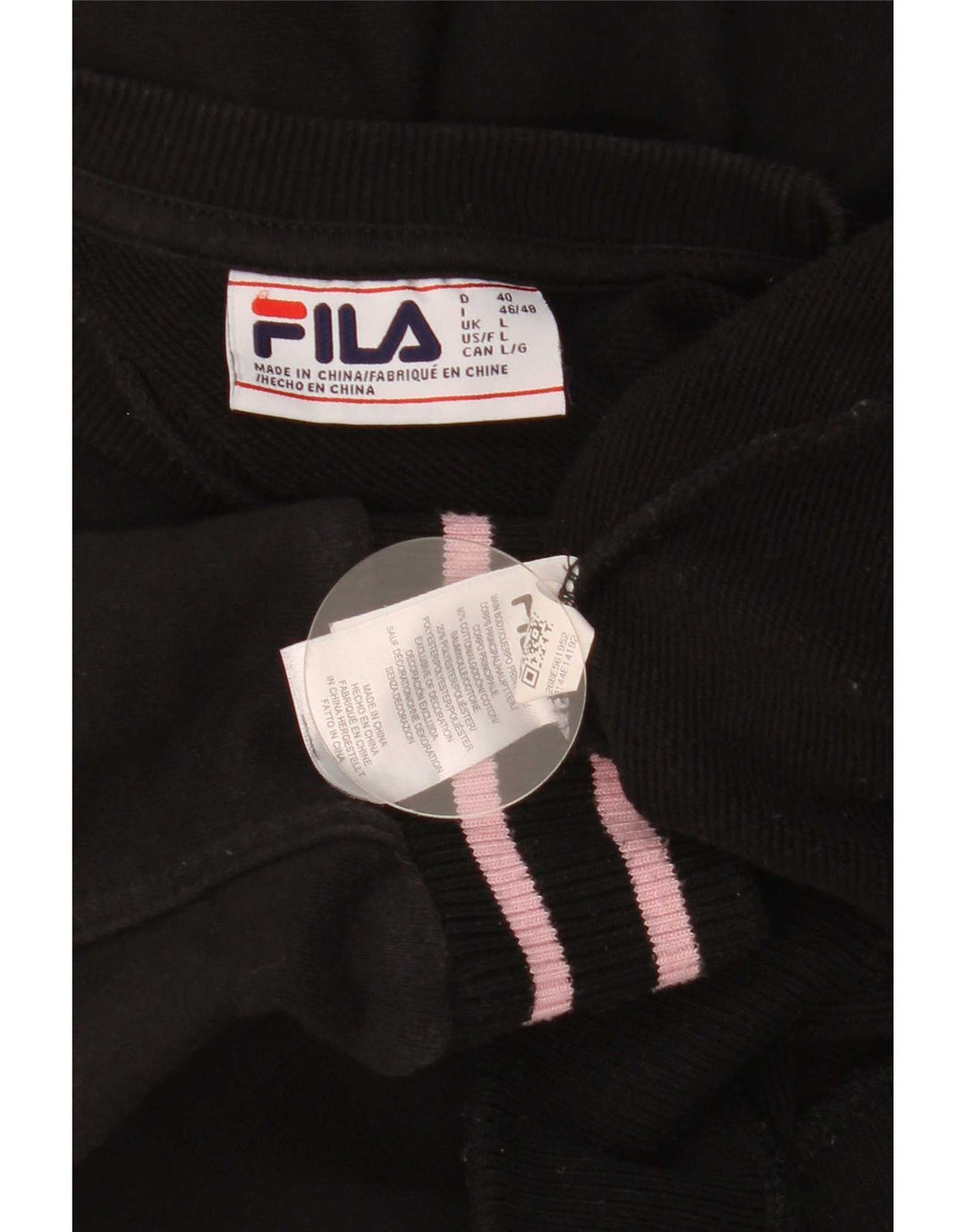 Sweat-shirt graphique pour hommes Fila Taille Large Noir à rayures en coton