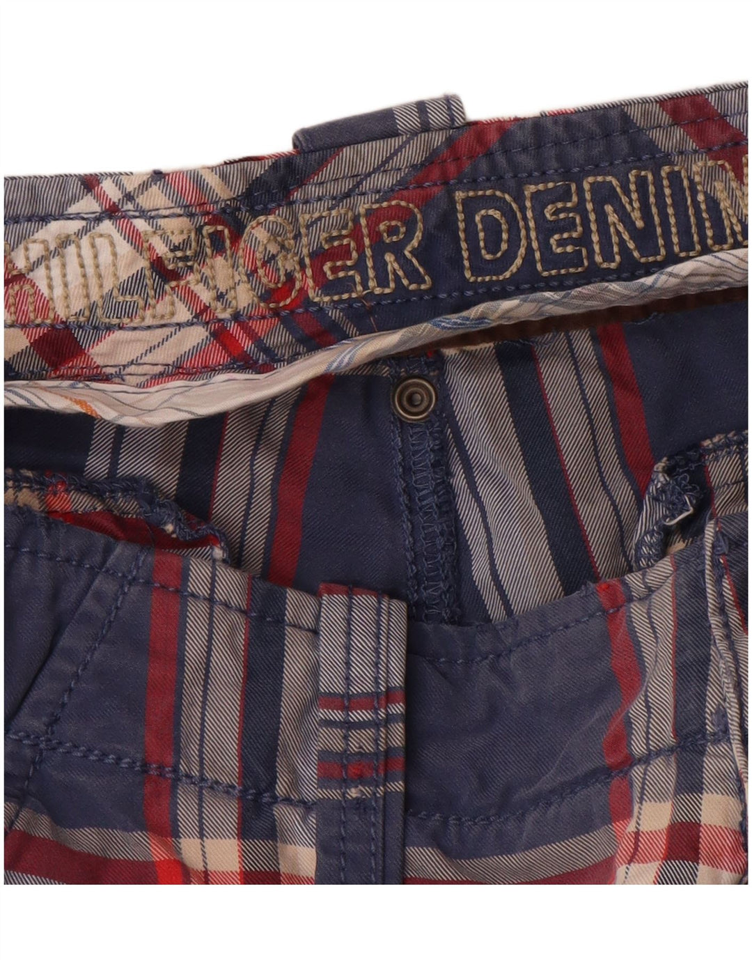 TOMMY HILFIGER Short Cargo Homme W32 Coton Bleu Marine Moyen à Carreaux