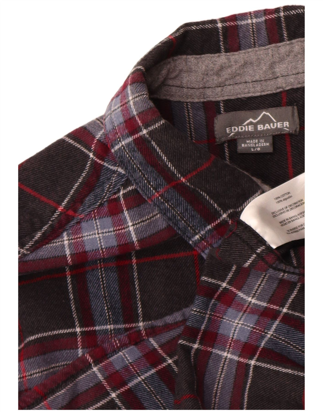 Eddie Bauer Chemise en flanelle pour homme en coton à carreaux gris