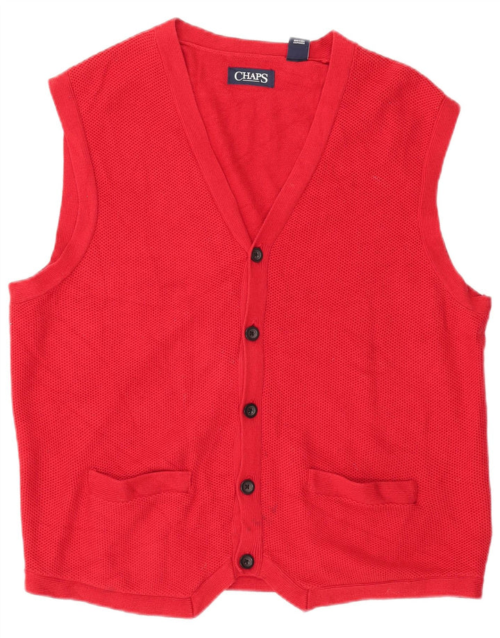 CHAPS Cardigan sans manches pour homme en coton rouge Large