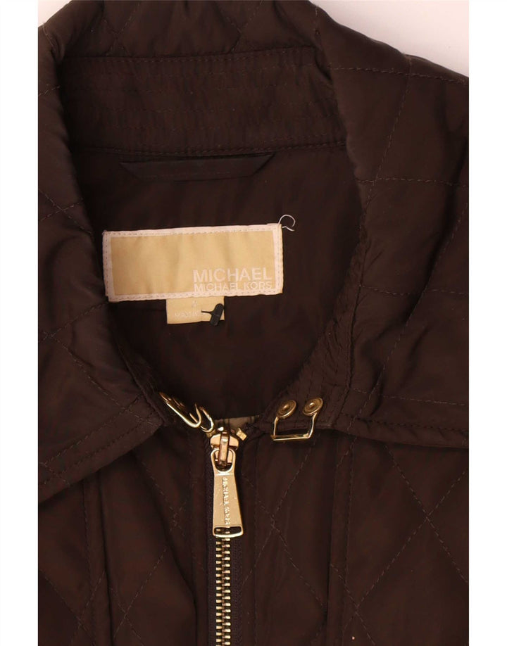 Michael Kors Veste utilitaire matelassée pour femme UK 14 Polyester marron moyen