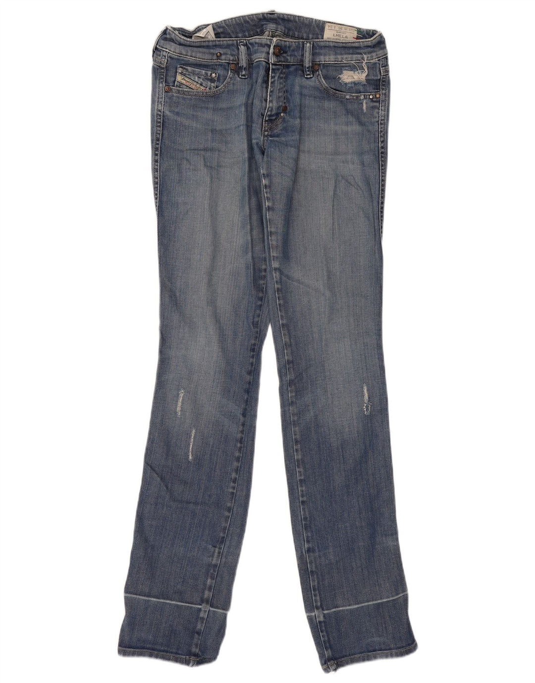 Diesel Femme Lhela Jean Droit Effet Déchiré W30 L34 Bleu Coton