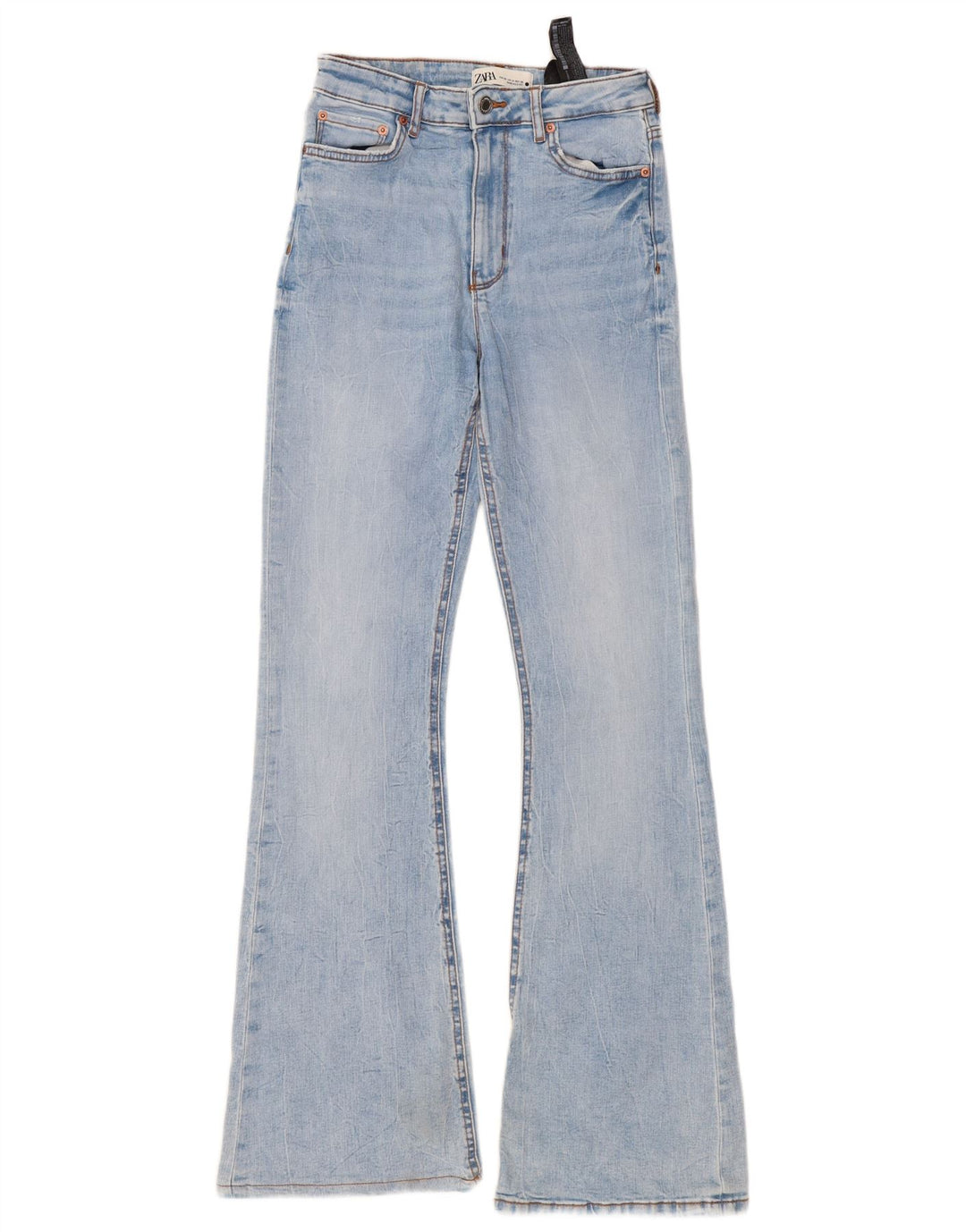 Zara Jean évasé pour femme EU 38 Small W28 L33 Bleu Coton
