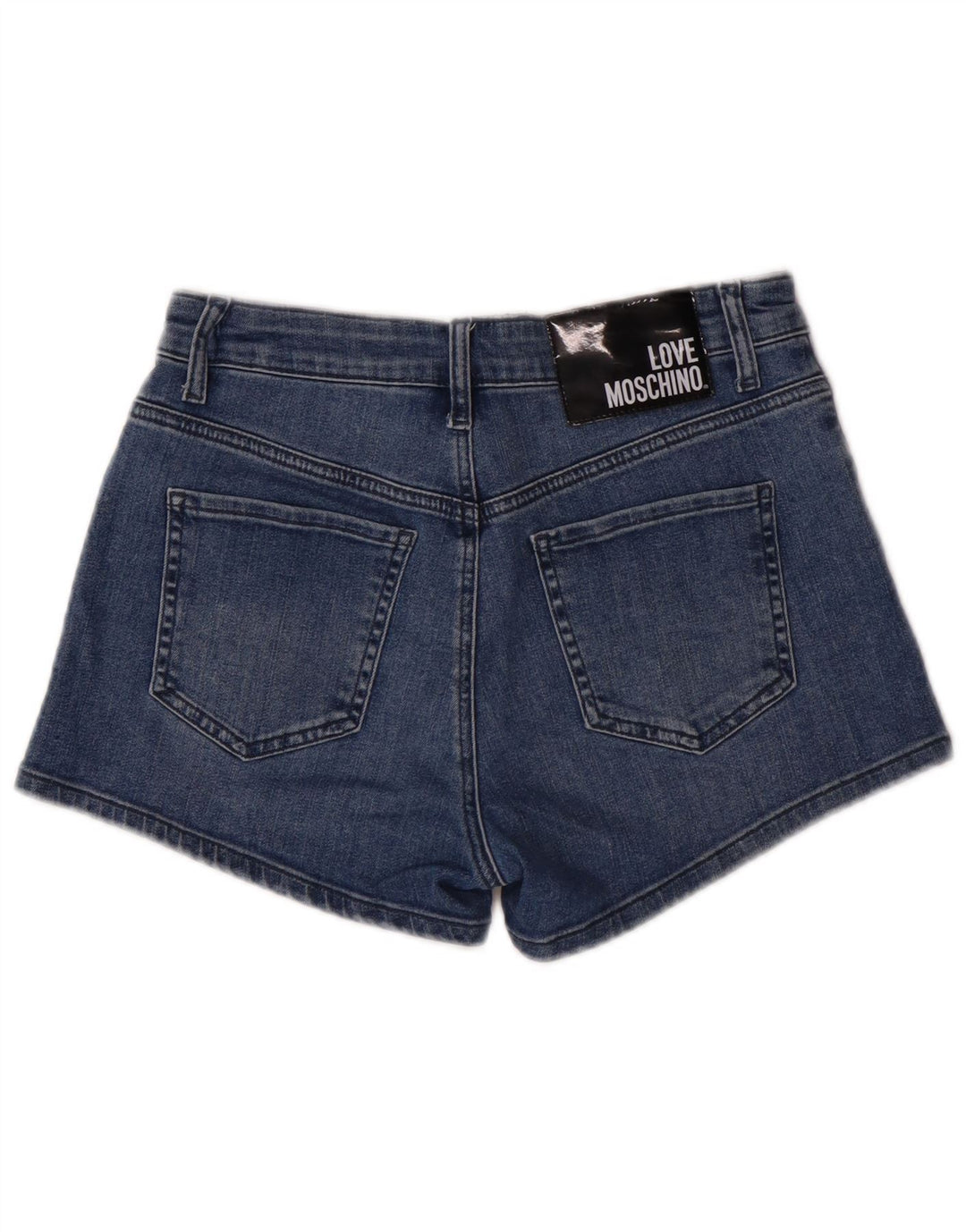 Moschino Short en jean graphique W28 pour femme en coton bleu moyen