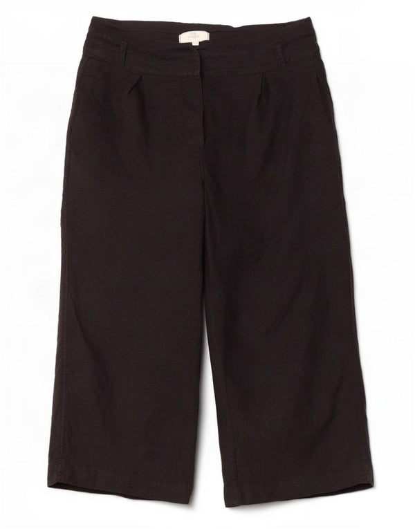 Fat Face Pantalon Capri Femme UK 14 Large W34 L23 Lin Noir