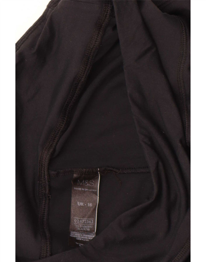 Marks & Spencer Leggings Capri Femme UK 16 Large Noir Polyamide