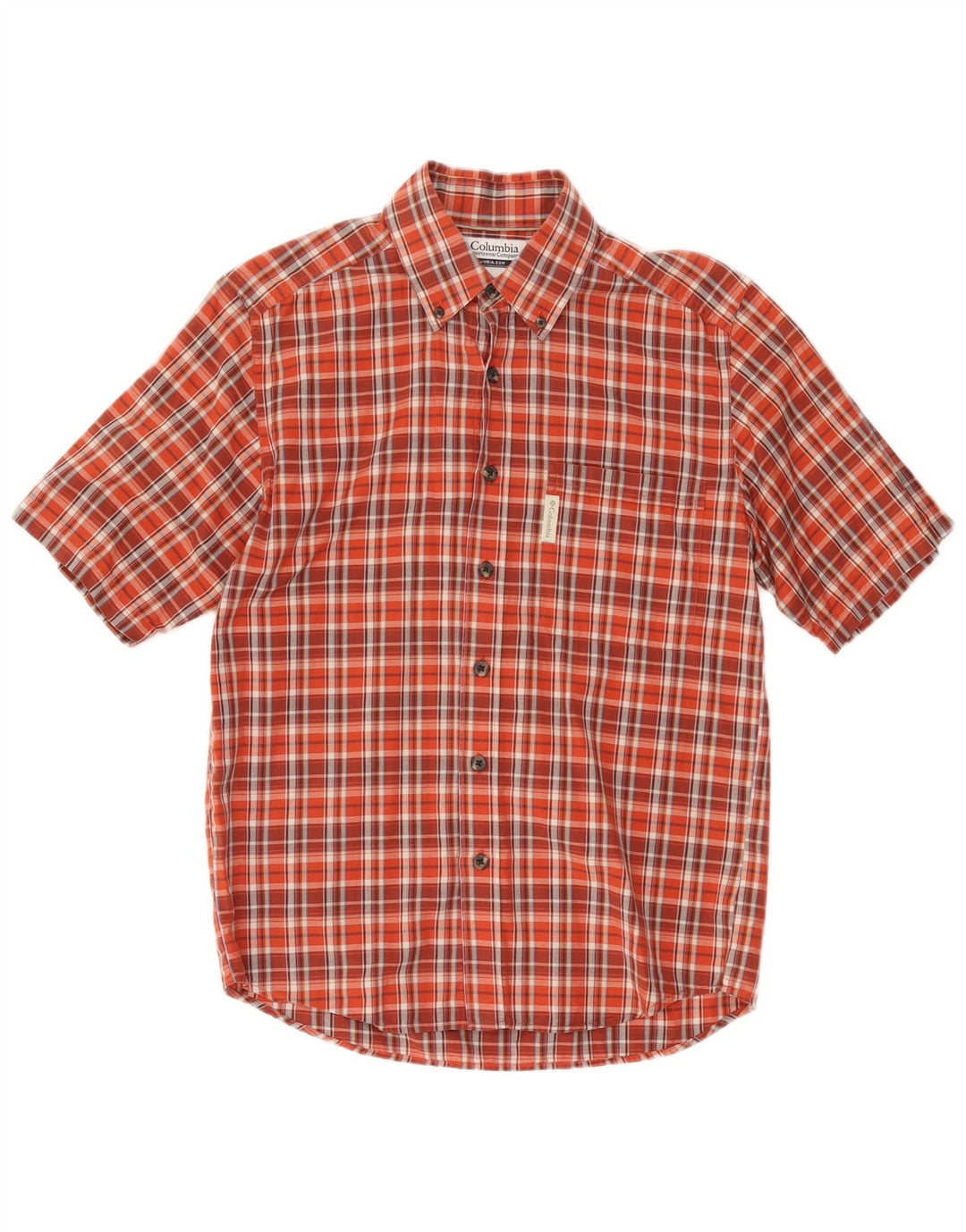 COLUMBIA Chemise à manches courtes pour homme en coton à petits carreaux rouges