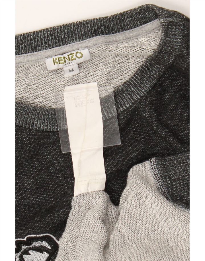Kenzo Pull Sweat Graphique Garçon 15-16 ans Gris Coton