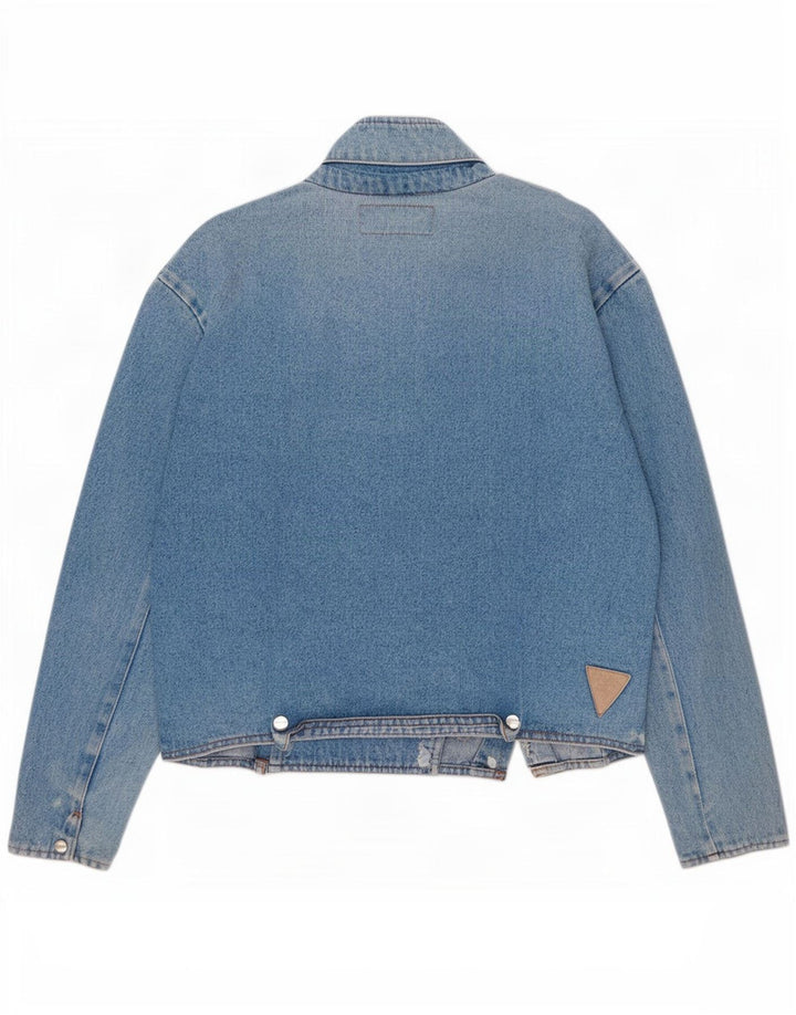 veste en denim militaire femme vintage IT 46 Grand coton bleu