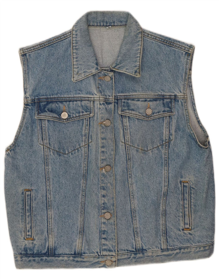 VINTAGE Femme Denim Gilet UK 14 Coton Bleu Moyen