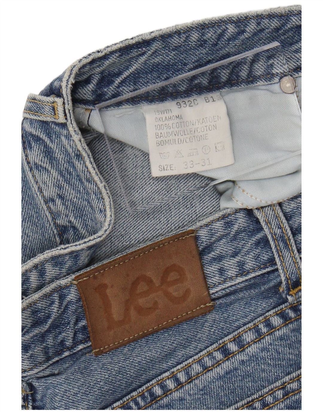 LEE Jean Fuselé Oklahoma Homme W33 L27 Bleu Coton