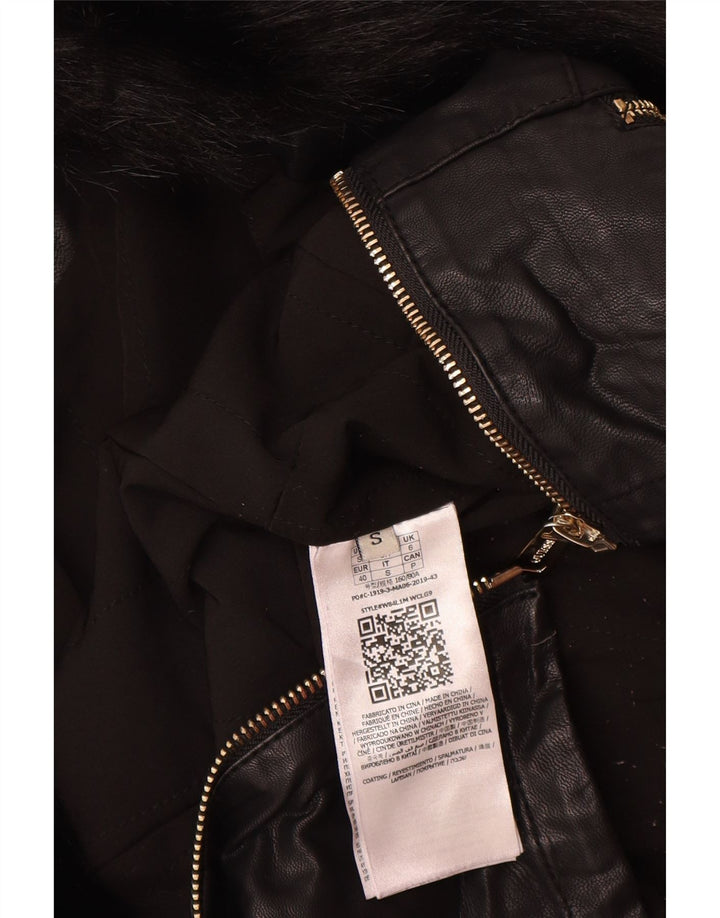 GUESS Veste de motard en simili cuir pour femme UK 6 XS Noir Polyuréthane