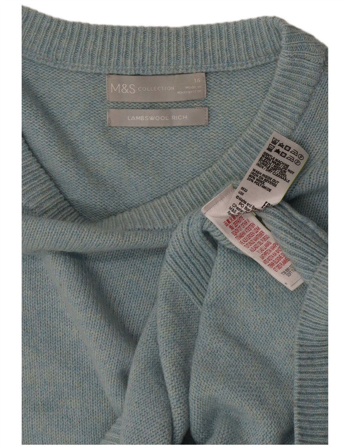 Marks & Spencer Pull col bateau pour femme UK 16 Grande laine bleue
