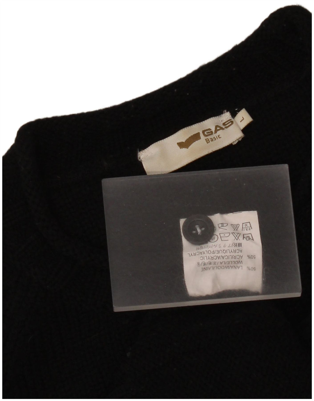 Gas Pull à col rond pour homme en laine noire Taille L