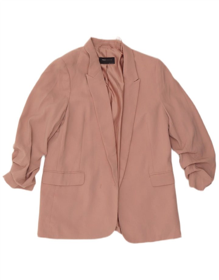 Marks & Spencer Veste Blazer Ouverte Femme UK 12 Rose Moyen Polyester