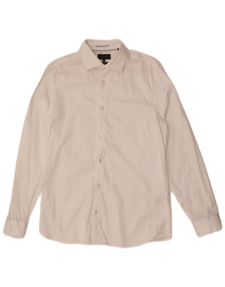 Ted Baker Chemise Slim Fit pour Homme Taille 4 Grand Coton Blanc