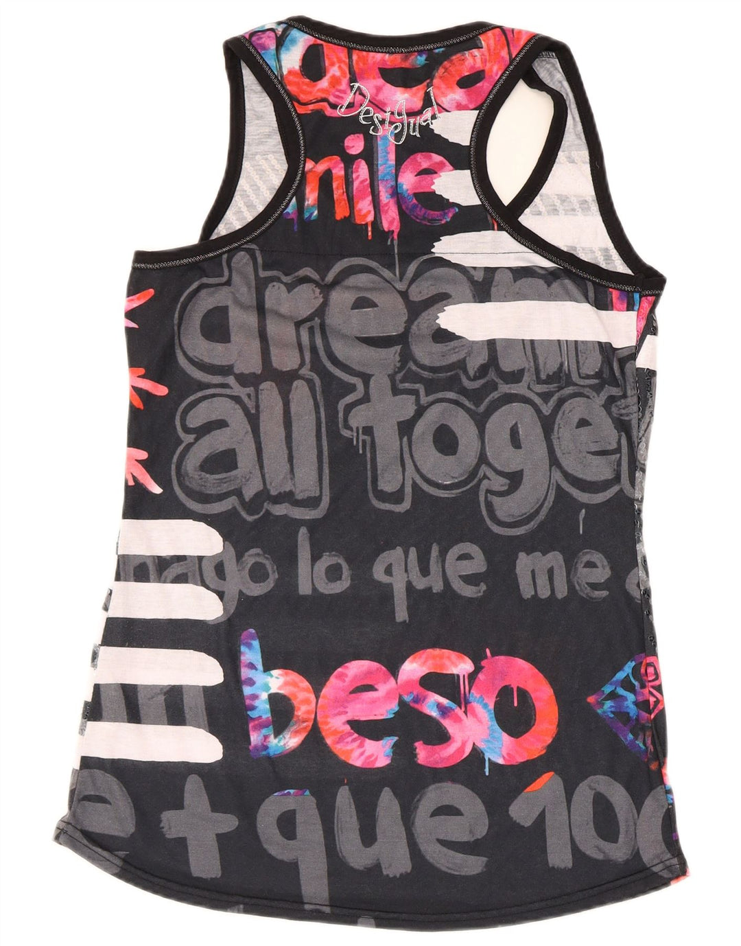 Desigual Femme Graphic Débardeur UK 18 XL Noir Polyester