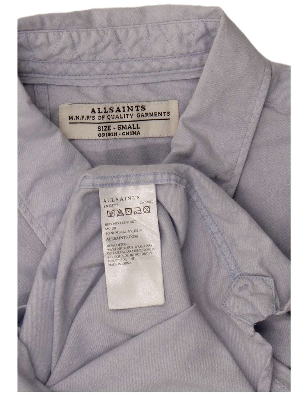 All Saints Chemise Homme Petit Bleu Coton