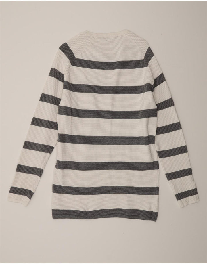 ZARA Homme Pull Col Bateau Large Rayé Blanc