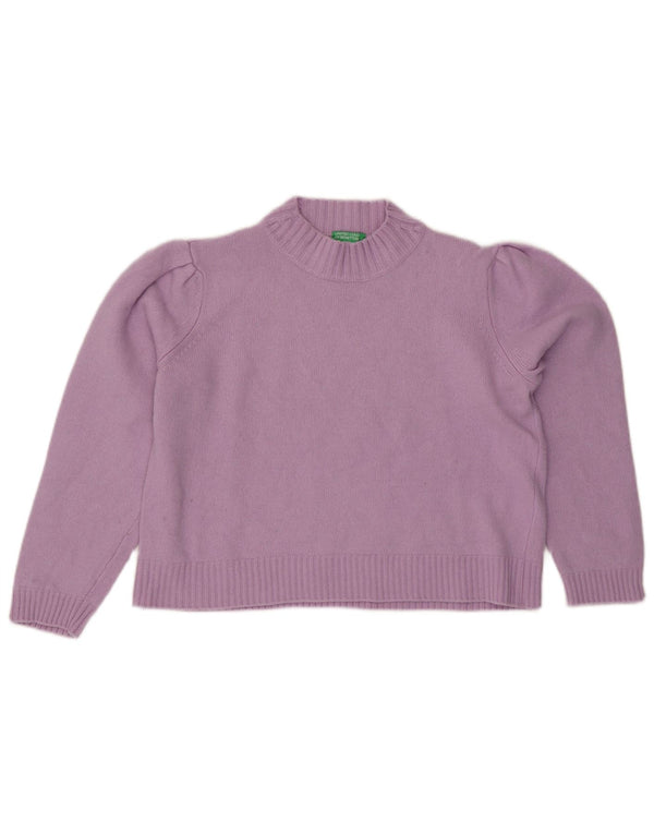 Benetton Pull court à col roulé pour femme UK 14 Large Violet
