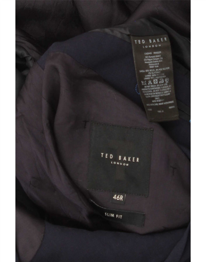 Ted Baker Veste Blazer Slim Fit 2 Boutons pour Homme UK 46 3XL Bleu Marine Laine