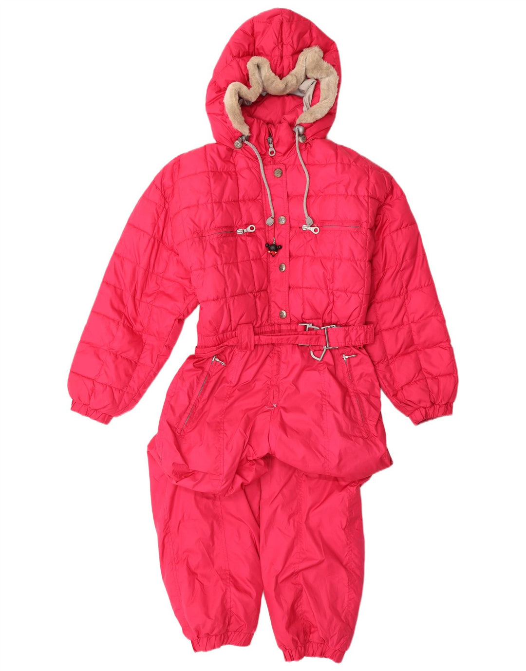 Cacao Womens Hooded Ski Jumpsuit IT 42 Medium  Pink Polyester