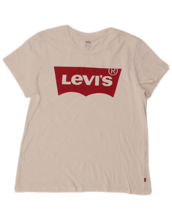 Levi's T-Shirt Graphique Femme UK 16 Large Blanc