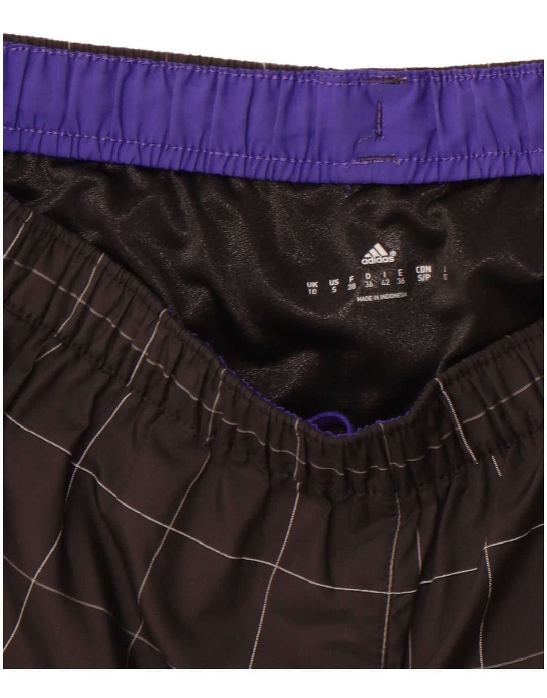 ADIDAS Short de sport pour femme UK 10 Petit carreaux noirs