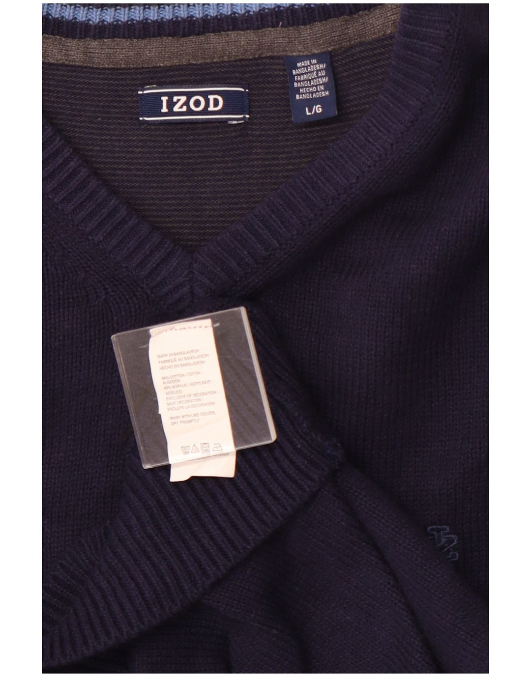 IZOD Pull col V Homme Grand Bleu Marine Coton
