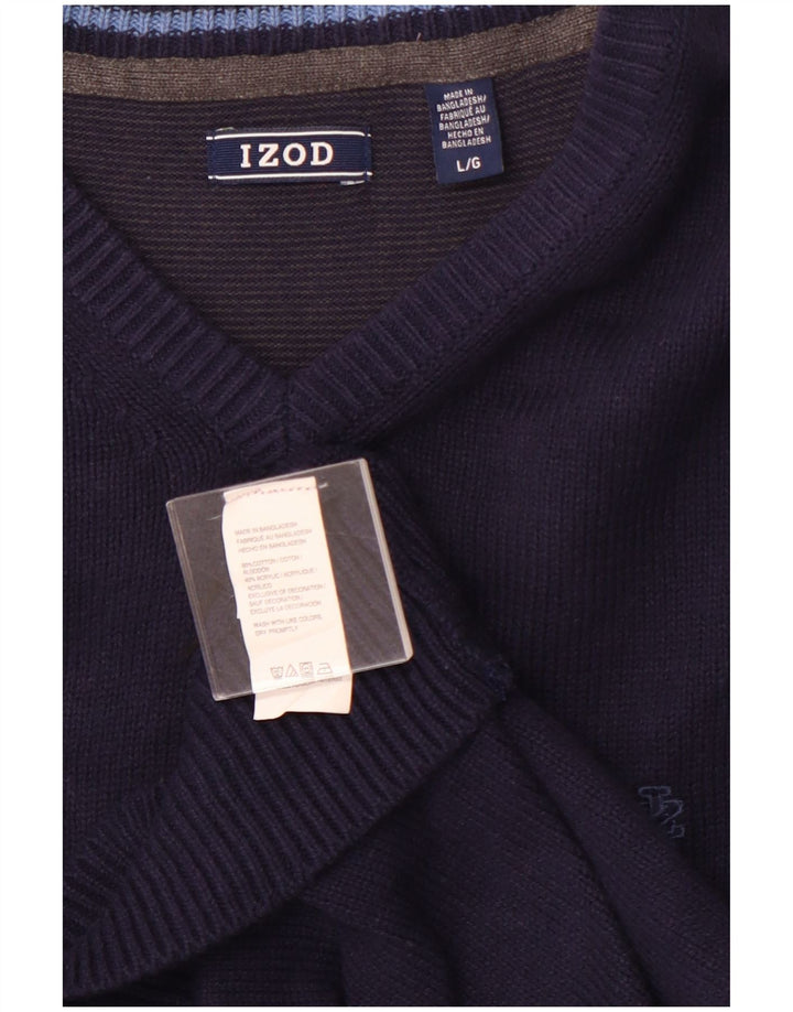 IZOD Pull col V Homme Grand Bleu Marine Coton