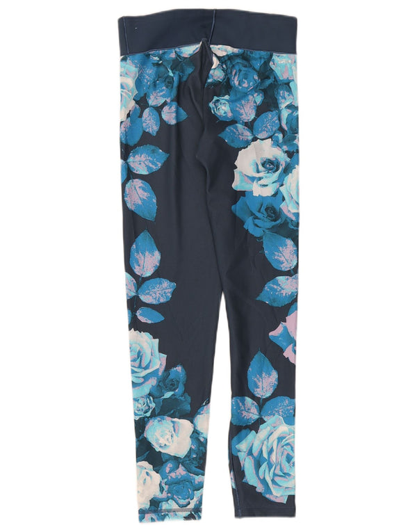 Adidas Climalite Leggings UK 8/10 Petit Bleu Floral Polyester