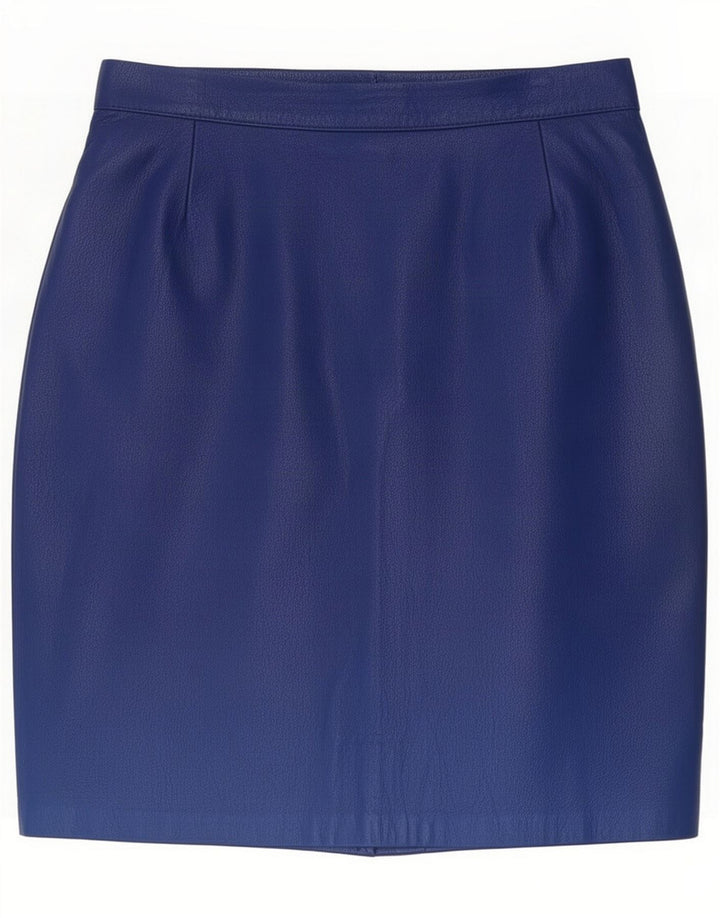 Jupe en cuir vintage pour femme Small W26 Bleu
