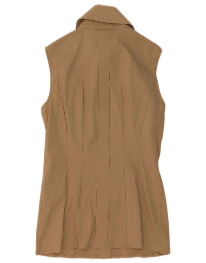 Elisabetta Franchi Chemisier à volants sur le devant pour femme IT 42 Beige moyen