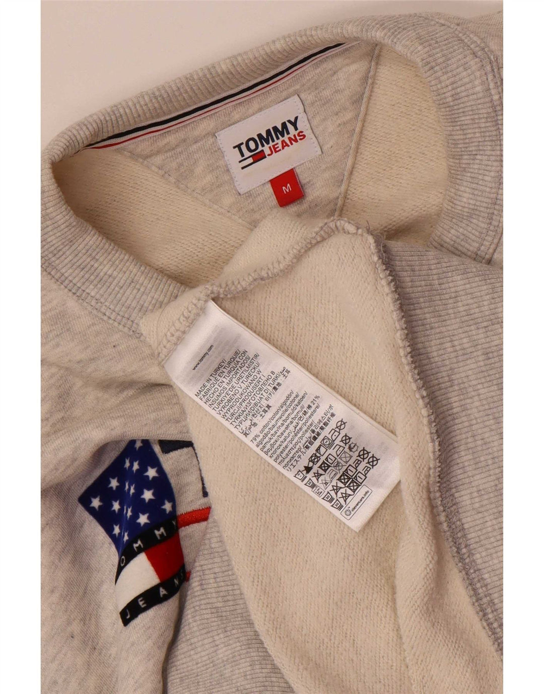 Tommy Hilfiger Sweat-Shirt Graphique Homme Gris Moyen Moucheté Coton