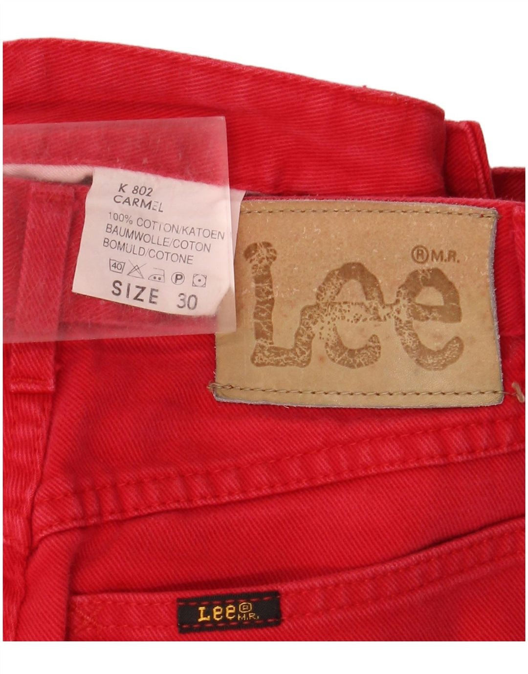 LEE Short en Jean Carmel Homme W30 Rouge Moyen Coton