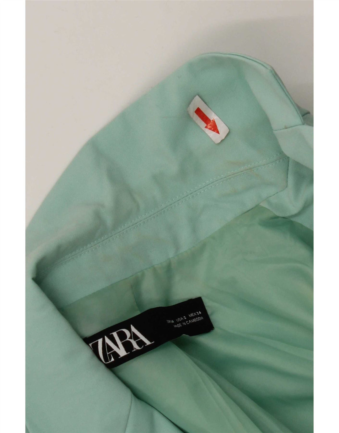 Zara Veste Blazer 1 Bouton Femme EU 34 2XS Turquoise Polyester