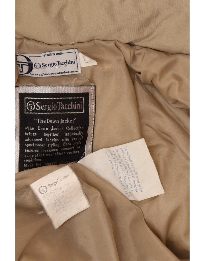 Sergio Tacchini Manteau rembourré à capuche pour homme UK 40 Large Beige Polyester