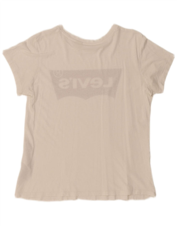 LEVI'S T-shirt graphique pour femme UK 16 Large Blanc Coton