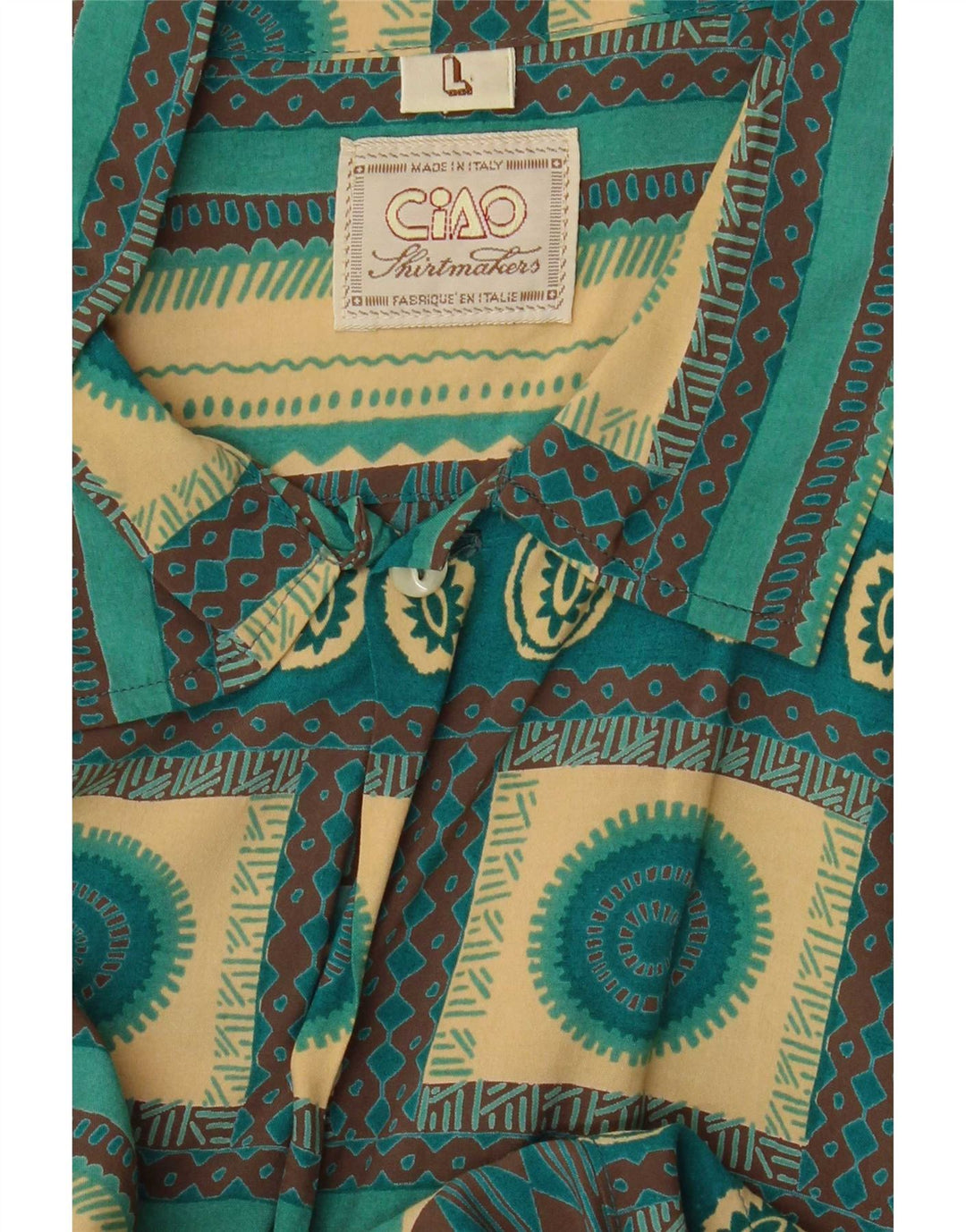 Ciao Chemise à manches courtes pour homme Large Turquoise Géométrique