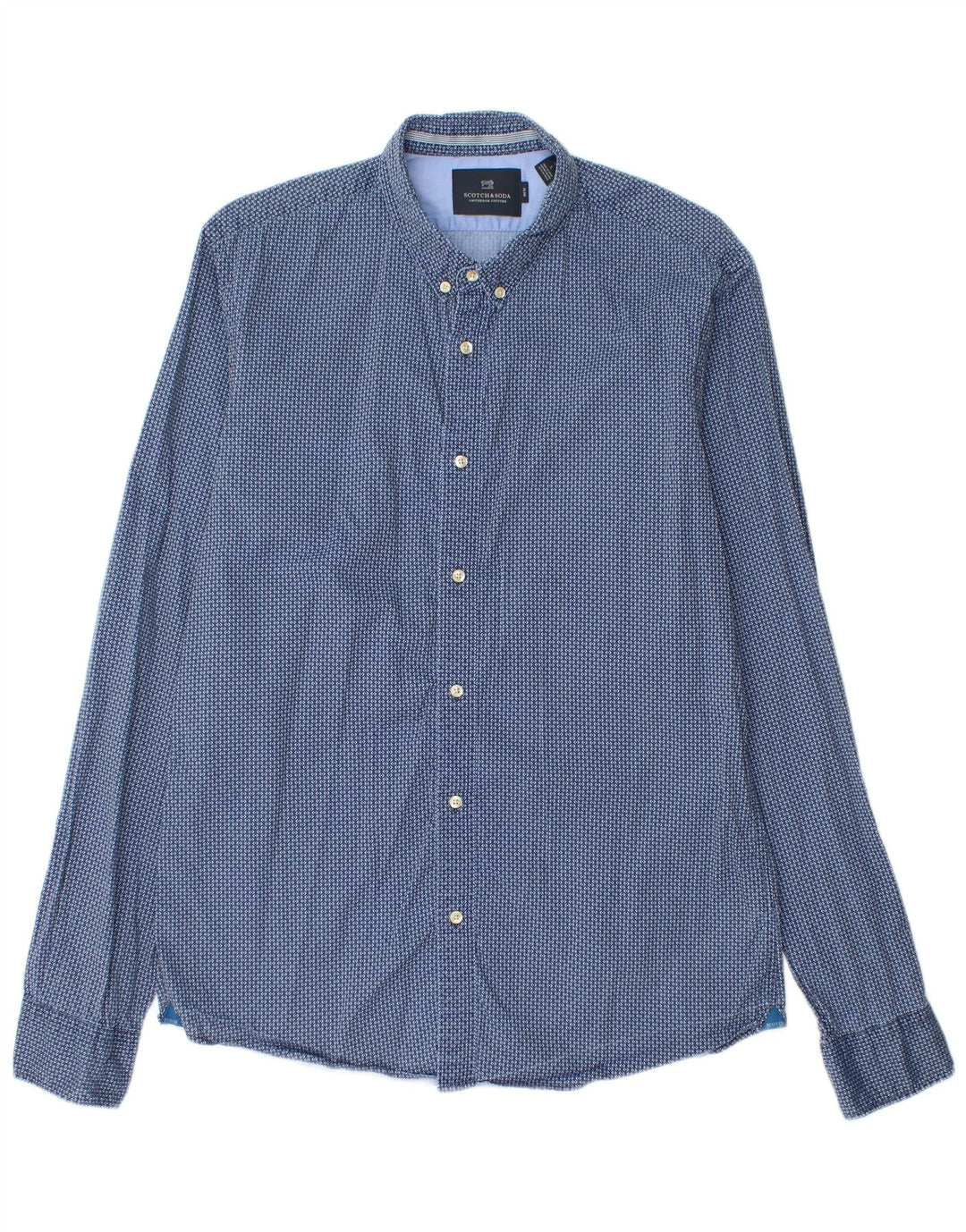 Scotch & Soda Chemise Slim Large Bleu Géométrique Coton Homme