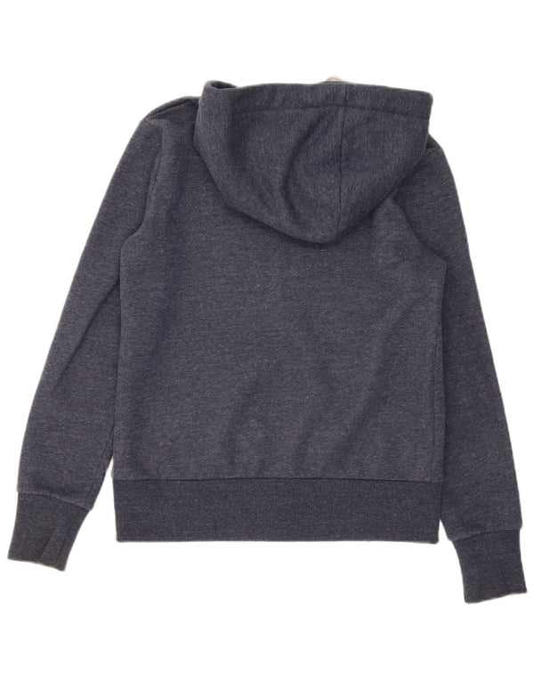 Superdry Pull à capuche zippé pour femme UK 8 Petit coton moucheté bleu marine