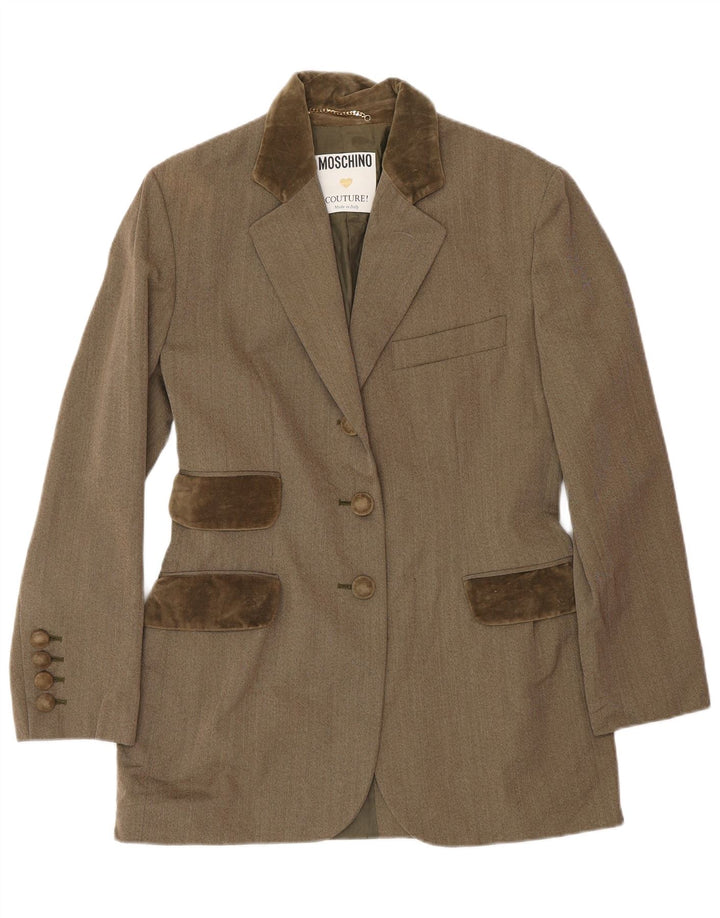 MOSCHINO Ensemble jupe 2 pièces 3 boutons pour femme UK 12 Medium W28 Marron classique