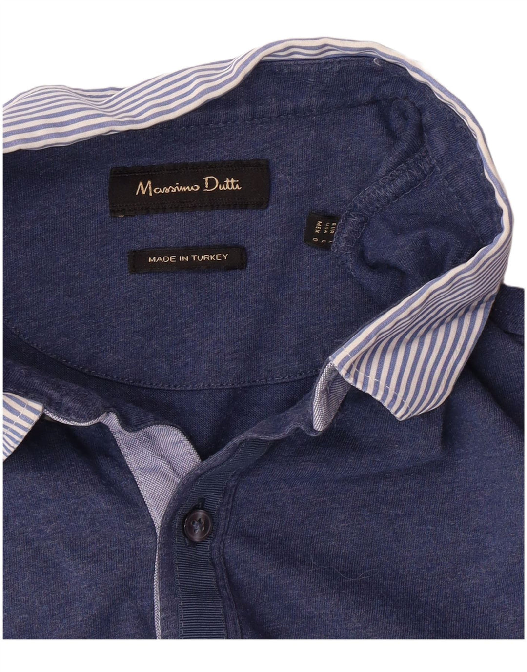 Massimo Dutti Polo à manches longues pour homme Grand Bleu Classique