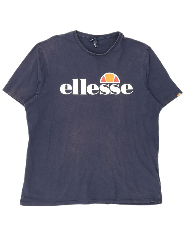 Ellesse T-Shirt Graphique Homme Top 2XL Bleu Marine Coton